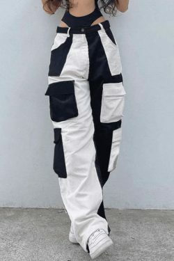 Y2K Aesthetic Patchwork Corduroy Cargo Pants for Women - Coquette Style Grunge Fashion with a Twist