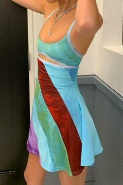 Y2K Aesthetic Patchwork Dress with Coquette Style and Grunge Flair