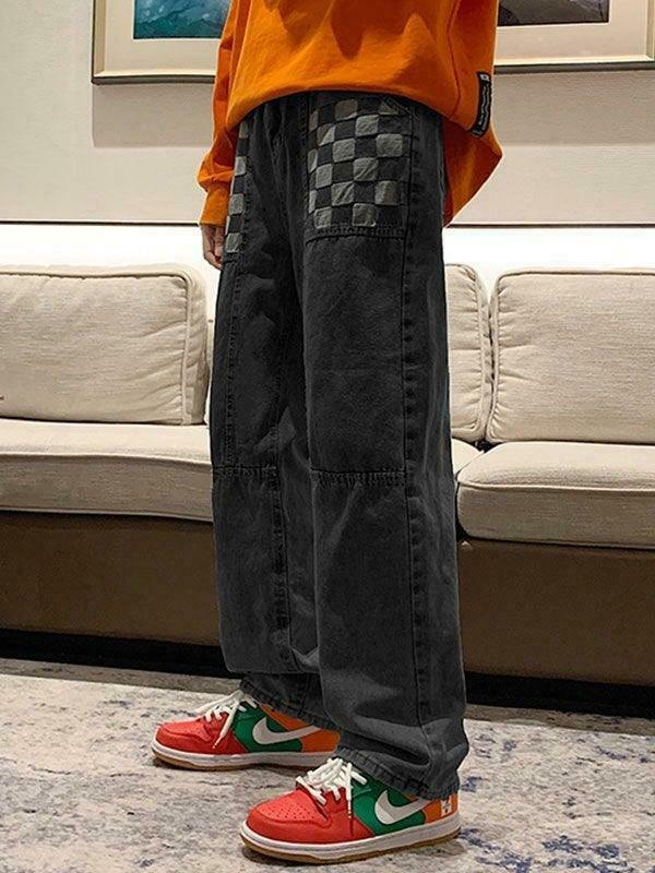 Y2K Aesthetic Patchwork Jeans - Coquette Style Grunge Fashion Y2K Aesthetic Patchwork Jeans - Coquette Style Grunge Fashion