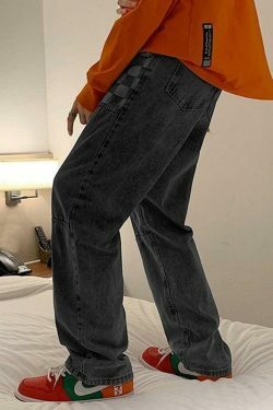 Y2K Aesthetic Patchwork Jeans - Coquette Style Grunge Fashion