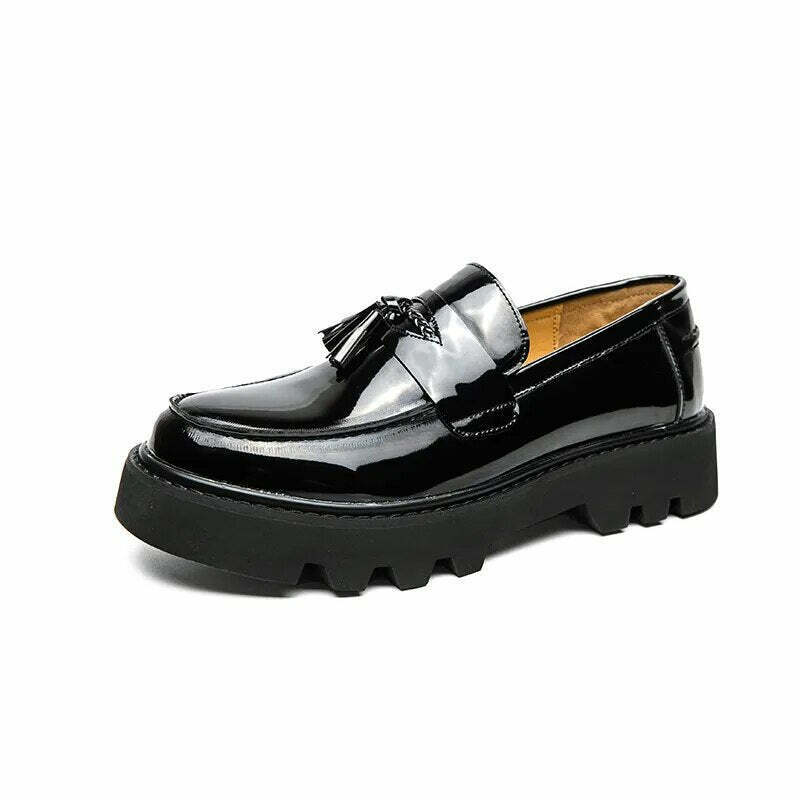 Y2K Aesthetic Patent Tassel Loafers - Coquette Grunge with Old Money E Y2K Aesthetic Patent Tassel Loafers - Coquette Grunge with Old Money E