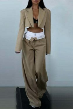 Y2K Aesthetic Petite Short Jacket: Coquette & Grunge Style Casual Suit