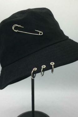 Y2K Aesthetic Pierced Bucket Hat for Women - Coquette, Grunge, Pastel Goth Fashion