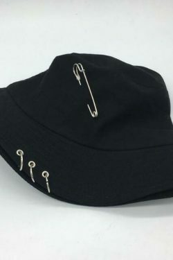 Y2K Aesthetic Pierced Bucket Hat for Women - Coquette, Grunge, Pastel Goth Fashion