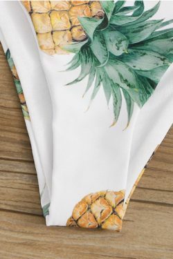 Y2K Aesthetic Pineapple Print White Tube Top Bikini for Women - Coquette Style Grunge Fashion