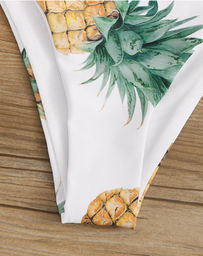 Y2K Aesthetic Pineapple Print White Tube Top Bikini for Women - Coquette Style Grunge Fashion Y2K Aesthetic Pineapple Print White Tube Top Bikini for Women - Coquette Style Grunge Fashion