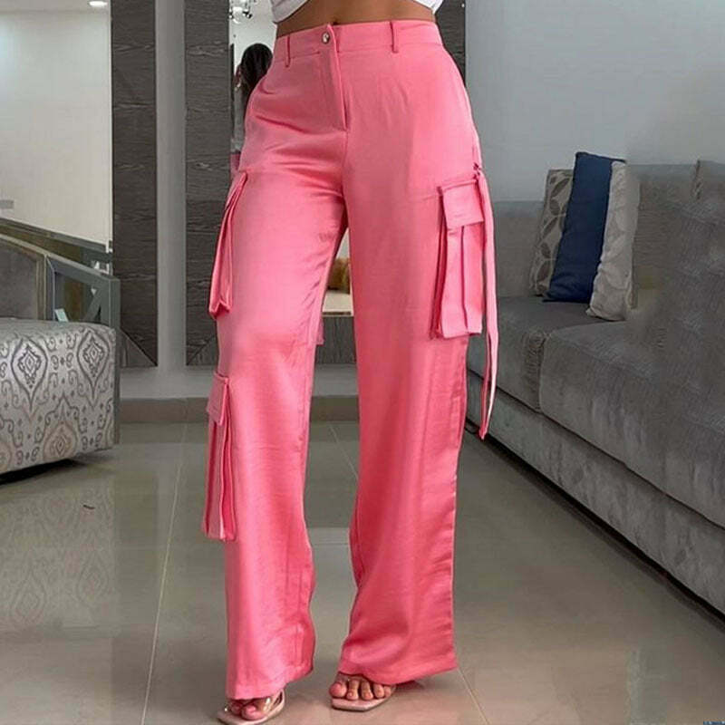 Y2K Aesthetic Pink Parachute Pants & White Short Shirt - Coquette Fashion for Women