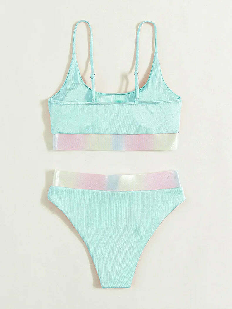 Y2K Aesthetic Pink Split High Waist Bikini for Women Y2K Aesthetic Pink Split High Waist Bikini for Women