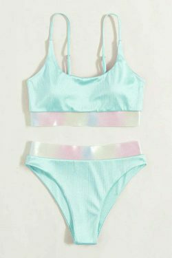 Y2K Aesthetic Pink Split High Waist Bikini for Women