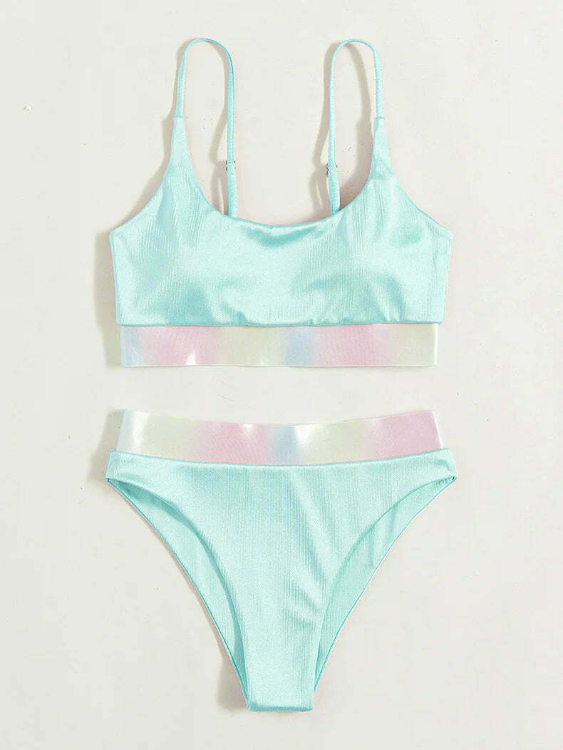 Y2K Aesthetic Pink Split High Waist Bikini for Women Y2K Aesthetic Pink Split High Waist Bikini for Women