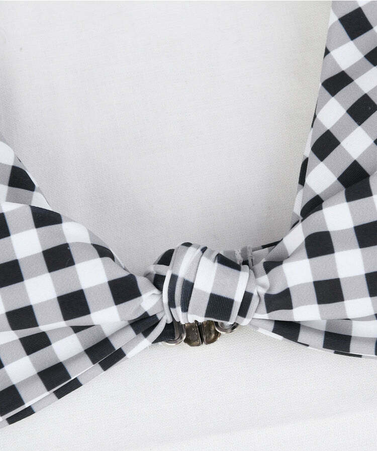 Y2K Aesthetic Plaid Strappy Bikini Set - Coquette Style for Women's Fashion Y2K Aesthetic Plaid Strappy Bikini Set - Coquette Style for Women's Fashion