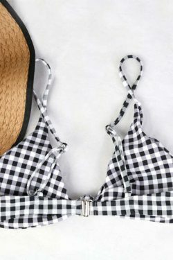 Y2K Aesthetic Plaid Strappy Bikini Set - Coquette Style for Women's Fashion