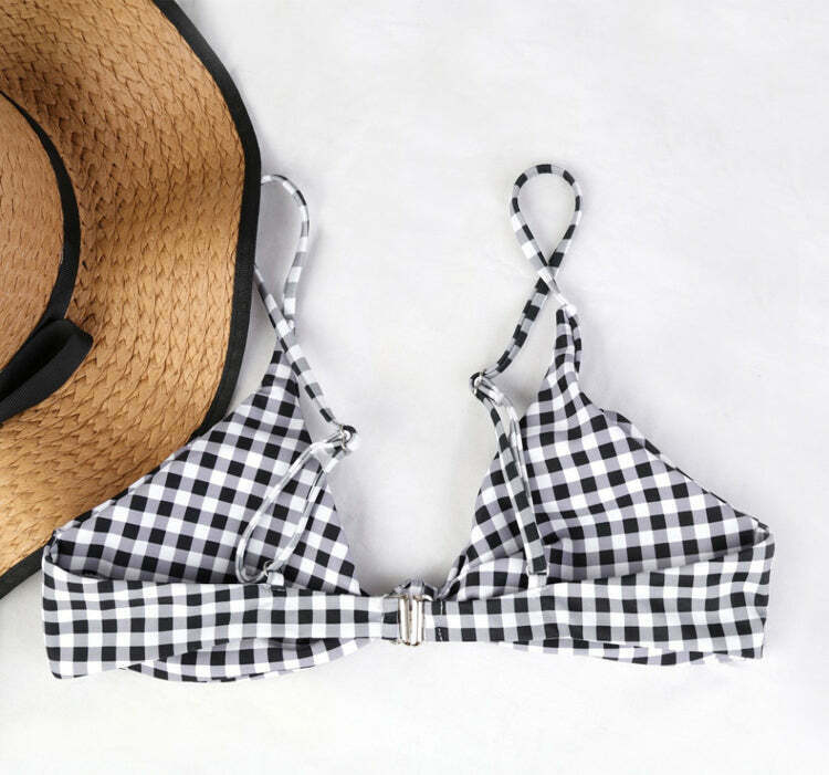 Y2K Aesthetic Plaid Strappy Bikini Set - Coquette Style for Women's Fashion Y2K Aesthetic Plaid Strappy Bikini Set - Coquette Style for Women's Fashion