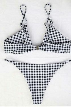 Y2K Aesthetic Plaid Strappy Bikini Set - Coquette Style for Women's Fashion