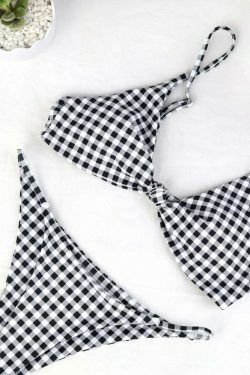 Y2K Aesthetic Plaid Strappy Bikini Set - Coquette Style for Women's Fashion