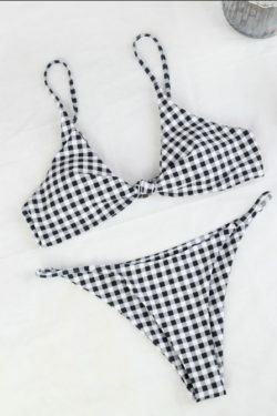 Y2K Aesthetic Plaid Strappy Bikini Set - Coquette Style for Women's Fashion