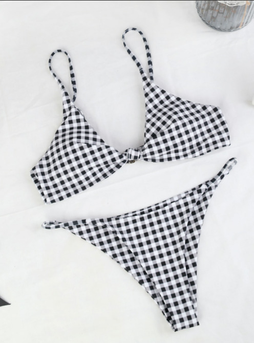 Y2K Aesthetic Plaid Strappy Bikini Set - Coquette Style for Women's Fashion Y2K Aesthetic Plaid Strappy Bikini Set - Coquette Style for Women's Fashion