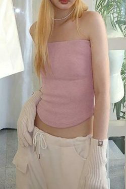 Y2K Aesthetic Plain Tube Top for Women - Coquette Style Grunge Fashion - Cute Pastel Goth Outfit