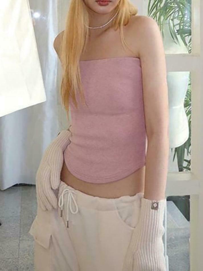 Y2K Aesthetic Plain Tube Top for Women - Coquette Style Grunge Fashion - Cute Pastel Goth Outfit Y2K Aesthetic Plain Tube Top for Women - Coquette Style Grunge Fashion - Cute Pastel Goth Outfit