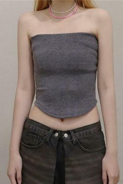 Y2K Aesthetic Plain Tube Top for Women - Coquette Style Grunge Fashion - Cute Pastel Goth Outfit