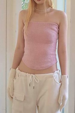Y2K Aesthetic Plain Tube Top for Women - Coquette Style Grunge Fashion - Cute Pastel Goth Outfit