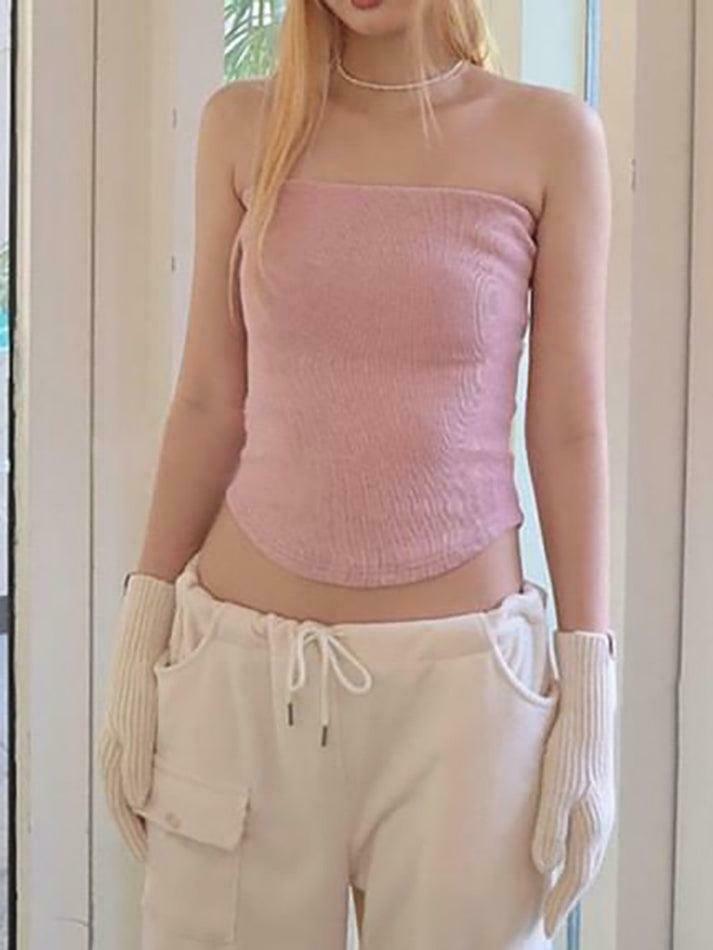 Y2K Aesthetic Plain Tube Top for Women - Coquette Style Grunge Fashion - Cute Pastel Goth Outfit Y2K Aesthetic Plain Tube Top for Women - Coquette Style Grunge Fashion - Cute Pastel Goth Outfit