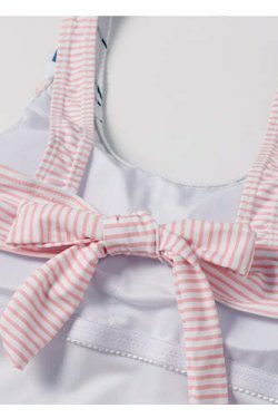 Y2K Aesthetic Plunge Knot Flower Striped Print Swimsuit