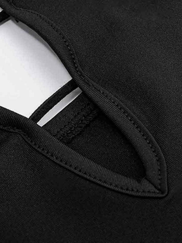 Y2K Aesthetic Plunge Neck Cutout Halter Vest - Coquette Grunge with Pastel Goth Touch Y2K Aesthetic Plunge Neck Cutout Halter Vest - Coquette Grunge with Pastel Goth Touch