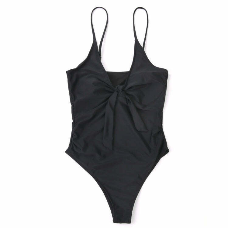 Y2K Aesthetic Plunge Neckline Plaited Swimwear for Niche Women Fashion Y2K Aesthetic Plunge Neckline Plaited Swimwear for Niche Women Fashion