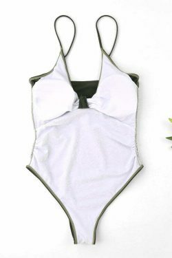 Y2K Aesthetic Plunge Neckline Plaited Swimwear for Niche Women Fashion