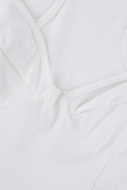 Y2K Aesthetic Plunge V-Neck Sleeveless Bodysuit in Coquette Style