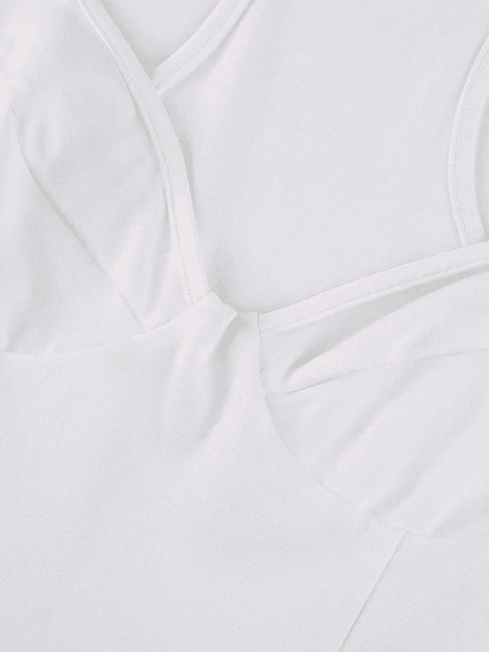 Y2K Aesthetic Plunge V-Neck Sleeveless Bodysuit in Coquette Style Y2K Aesthetic Plunge V-Neck Sleeveless Bodysuit in Coquette Style