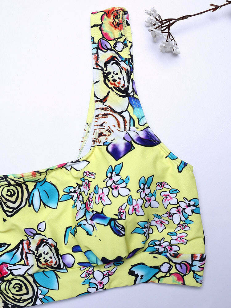 Y2K Aesthetic Plus Size High Waist Printed T-shirt Bikini Suit Y2K Aesthetic Plus Size High Waist Printed T-shirt Bikini Suit