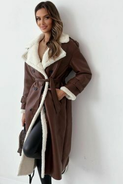 Y2K Aesthetic Plush Coat: Coquette Style Leather Jacket for Women - Grunge Fashion Statement Piece