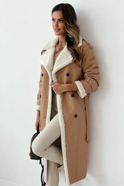 Y2K Aesthetic Plush Coat: Coquette Style Leather Jacket for Women - Grunge Fashion Statement Piece
