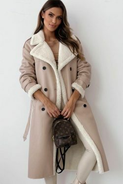 Y2K Aesthetic Plush Coat: Coquette Style Leather Jacket for Women - Grunge Fashion Statement Piece
