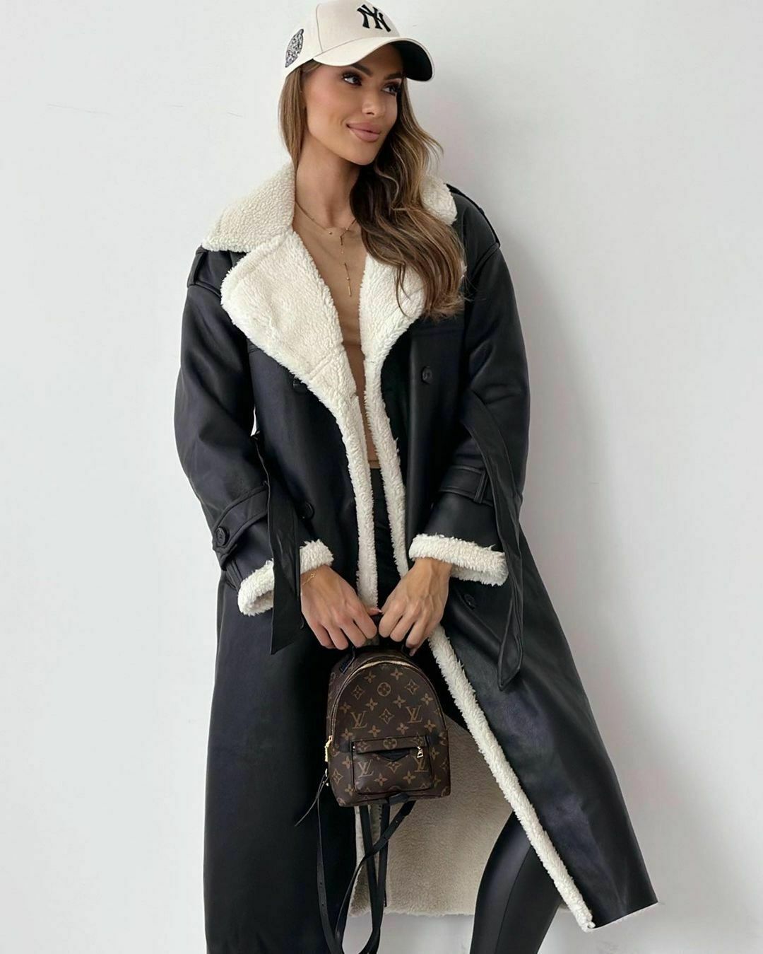 Y2K Aesthetic Plush Coat: Coquette Style Leather Jacket for Women - Grunge Fashion Statement Piece Y2K Aesthetic Plush Coat: Coquette Style Leather Jacket for Women - Grunge Fashion Statement Piece