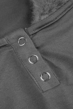 Y2K Aesthetic Plush Splice Halter Top with Long Sleeves