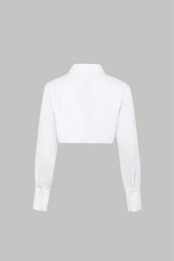Y2K Aesthetic Pocket-Detail Raw Hem Crop Shirt in Coquette Style with Grunge Influence