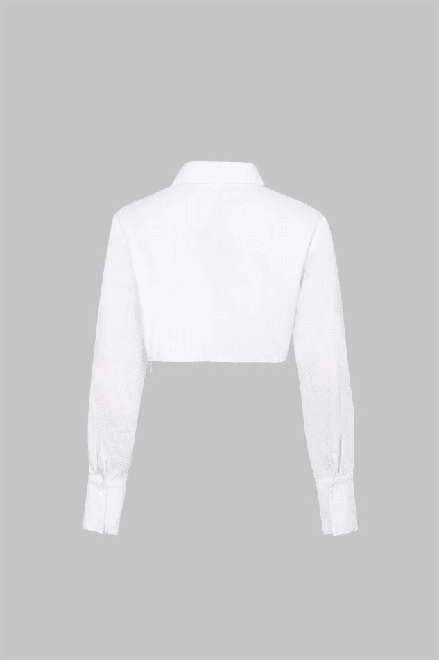 Y2K Aesthetic Pocket-Detail Raw Hem Crop Shirt in Coquette Style with Grunge Influence