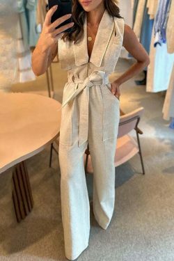 Y2K Aesthetic Polo Collar Waist Jumpsuit - Coquette Style Cargo Skirt & Grunge Aesthetic Top