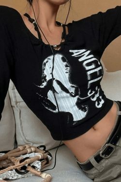 Y2K Aesthetic Print Halter Slim Knit Top - Coquette & Grunge Style Cute Tops for Women