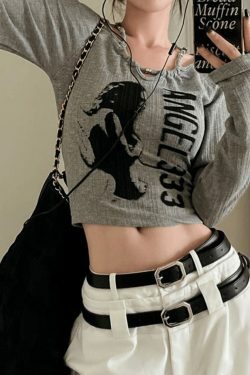 Y2K Aesthetic Print Halter Slim Knit Top - Coquette & Grunge Style Cute Tops for Women