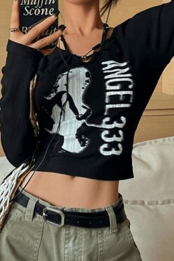 Y2K Aesthetic Print Halter Slim Knit Top - Coquette & Grunge Style Cute Tops for Women