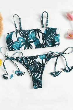 Y2K Aesthetic Print Tie Underwire Bikini Set - Coquette Style Grunge Fashion for Women