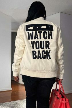 Y2K Aesthetic Printed Baseball Jacket for Women - Coquette & Grunge Style Cargo Skirt Outfit