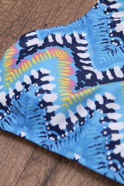 Y2K Aesthetic Printed Flower High Neck Halter Striped Bikini - Women's Fashion