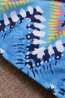 Y2K Aesthetic Printed Flower High Neck Halter Striped Bikini - Women's Fashion