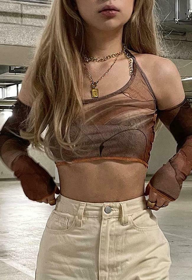 Y2K Aesthetic Printed Halter Crop Cami Top - Coquette & Grunge Style for Women Y2K Aesthetic Printed Halter Crop Cami Top - Coquette & Grunge Style for Women