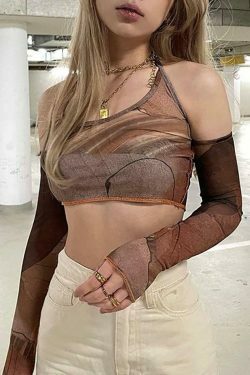 Y2K Aesthetic Printed Halter Crop Cami Top - Coquette & Grunge Style for Women